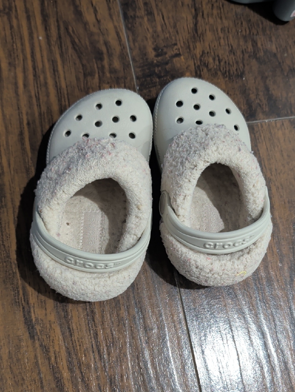 CROCS Kids Plush-Lined Clog in Light Pink and Cream